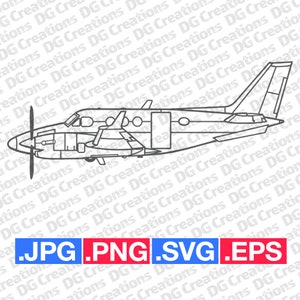 King Air C90 avion côté SVG Clip Art graphique Art téléchargement instantané Illustration vecteur svg eps png jpg pochoir