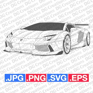 Lamborghini Aventador Liberty Walk Carro completo SVG Clip Art Arte gráfica Download instantâneo ilustração carro vetor svg eps png estêncil automotivo