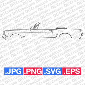 Ford Mustang Convertible 1965 auto SVG Clip Art Graphic Art Instant Download illustratie Vector svg eps png jpg stencil Automotive-bestand