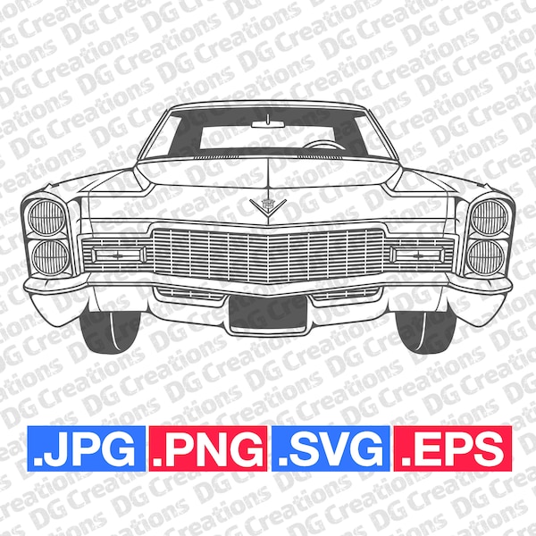 Cadillac Deville 1968 Front Car SVG Clip Art Graphic Art Instant Download Illustration Car Vector svg eps png jpg Stencil Automotive File