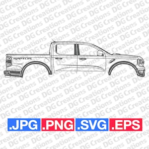Ford Ranger Raptor Pick Up Truck 2024 SVG Clip Art Arte Gráfico Descarga Instantánea Ilustración Coche Vector svg eps png jpg Plantilla Automotriz