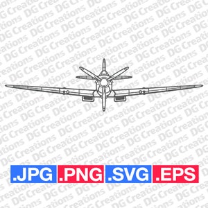May include: A black and white line drawing of a vintage airplane viewed from the bottom. The airplane has a propeller and wings. The image includes the text ".JPG .PNG .SVG .EPS".