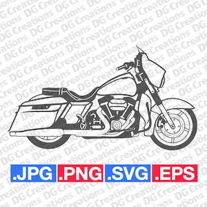 Harley Street Glide Motorcycle Full SVG Clip Art Graphic Art Instant Download Illustratie Bike Vector svg eps png jpg Stencil motorfiets