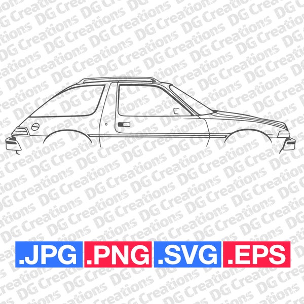 AMC Pacer X Car SVG Clip Art Graphic Art Instant Download Car Illustration Vector svg eps png jpg Stencil Automotive File