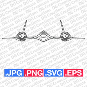 SR-71 Blackbird Spy Jet War Plane Modern Airplane Front SVG Clip Art Grafische Kunst Instant Download Illustratie Vector SVG EPS PNG stencil