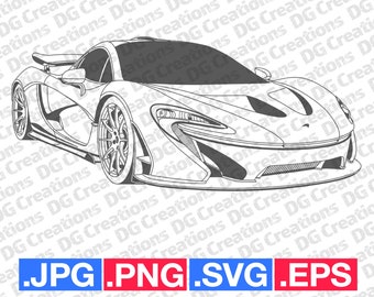 Mclaren P1 Front Supercar Sportscar Car SVG Clip Art Graphic Art Instant Download Illustration Car Vector svg eps png jpg Stencil Automotive