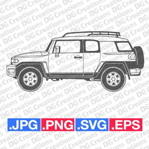 Toyota FJ Cruiser SUV Full Car SVG Clip Art Graphic Art Instant Download Illustration Car Vector svg eps png jpg Stencil Automotive File