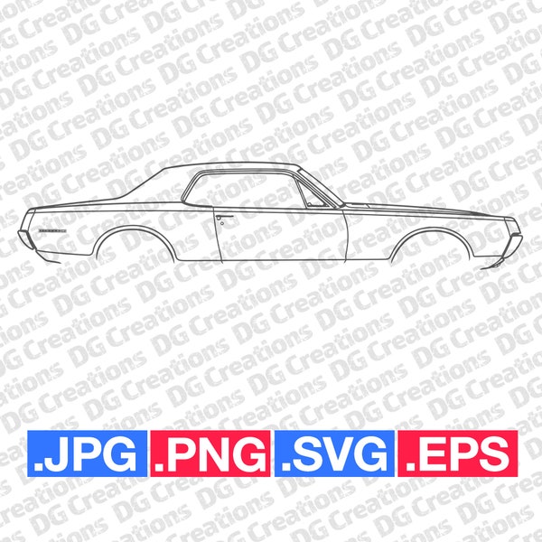 Mercury Cougar 1967 Car SVG Clip Art Graphic Art Instant Download Illustration Car Vector svg eps png jpg Car Stencil Automotive