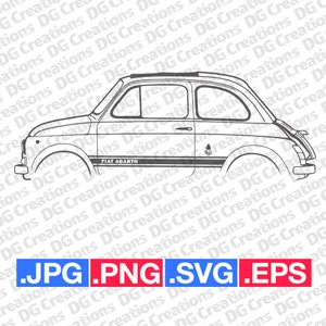  Fiat 500 Abarth Classic 1967 Auto SVG Clip Art Grafik Kunst Sofortiger Download Illustration Vektor eps png jpg Schablone Automotiv Datei
