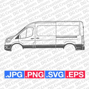 Ford Transit Van Entrega Carro SVG Clip Art Arte Gráfica Download Instantâneo Ilustração Carro Vetor svg eps png jpg Estêncil Arquivo Automotivo