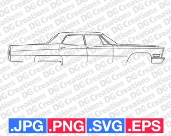 Cadillac Deville Sedan 1968 Car SVG Clip Art Graphic Art Instant Download Illustration Vector svg eps png jpg Stencil Automotive File