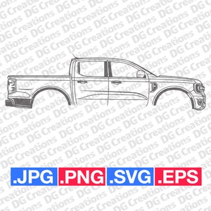 Ford Ranger Lariat Pick Up Truck 2024 SVG Clip Art Arte Gráfico Descarga Instantánea Ilustración Coche Vector svg eps png jpg Plantilla Automotriz