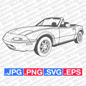 Mazda MX-5 Miata Full Car SVG Clip Art Graphic Art Instant Download Illustration Car Vector svg eps png jpg Stencil Automotive File