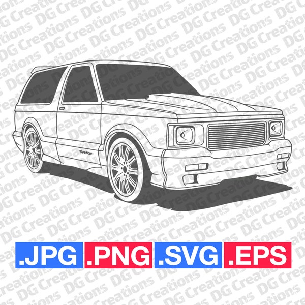 GMC Typhoon SVG Clip Art Graphic Art Instant Download Illustration Car Vector svg eps png jpg Stencil Automotive