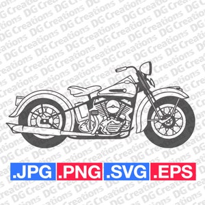 Harley Classic Custom Motorcycle Full SVG Clip Art Graphic Art Instant Download Illustration Bike Vector svg eps png Stencil motorcycle