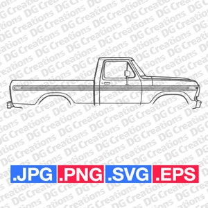 Ford Ranger Short Bed Pick Up Truck 1979 SVG Clip Art Graphic Art Instant Download Illustration Car Vector svg eps png Stencil Automotive