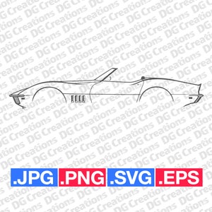 Chevrolet Corvette Convertible C3 1969 Sportscar Car SVG Clip Art Graphic Art Instant Download Illustration Vector svg Stencil Automotive