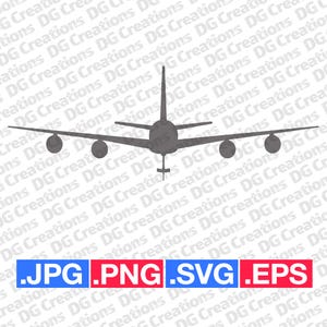 Avión de carga frontal KC-135 Stratotanker, avión SVG, clip art, arte gráfico, descarga instantánea, ilustración, vector svg, eps, png, jpg, plantilla