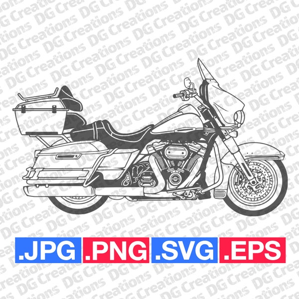 Harley Electra Glide Touring Motorcycle SVG Clip Art Graphic Art Instant Download Illustration Bike Vector svg eps png Stencil motorcycle