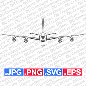 KC-135 Stratotanker Front Military Aircraft Airplane SVG Clip Art Graphic Art Instant Download Illustration Vector svg eps png jpg Stencil