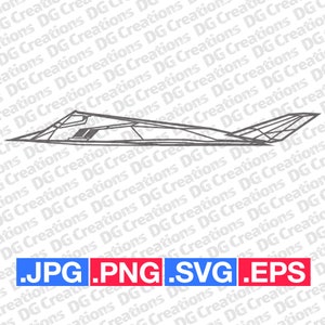 F-117 Stealth Fighter Jet War Plane Modern Airplane Side SVG Clip Art Graphic Art Instant Download Illustration Vector svg eps png Stencil