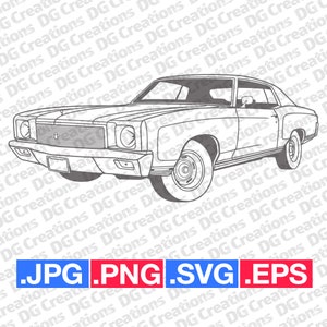 シボレー モンテカルロ 1971 フロントカー SVG クリップ アート グラフィック アート インスタントダウンロード イラスト ベクター svg eps png jpg ステンシル 自動車
