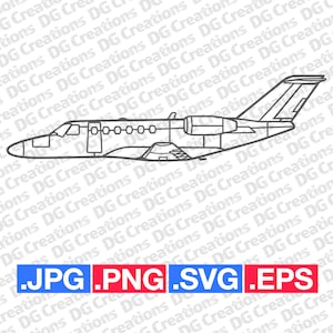 Cita CJ2 Avión Lado Plano SVG Clip Art Arte Gráfico Descarga Instantánea Ilustración Vector svg eps png jpg Plantilla