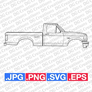 Ford SVT Lightning 1993 Pick Up Truck Car SVG Clip Art Graphic Art Instant Download Illustration Vector svg eps png jpg Stencil Automotive