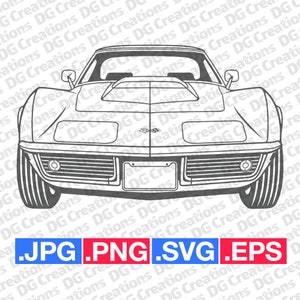 Chevrolet Corvette Stingray C3 L88 Front auto SVG Clip Art Graphic Art Instant Download illustratie Vector svg eps png Stencil Automotive