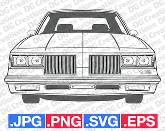 Oldsmobile Cutlass 1981 442 Car SVG Clip Art Graphic Art Instant Download Illustration Car Vector svg eps png jpg Car Stencil Automotive