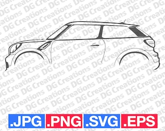 Mini Cooper Clubman Silhouette Car SVG Clip Art Graphic Art Instant Download Illustration Car Vector svg eps png jpg Car Stencil Automotive
