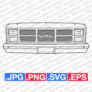 GMC 1500 Sierra pick-up truck 1983 neus auto SVG clip art grafische kunst Instant download illustratie vector SVG EPS PNG jpg stencil Automotive