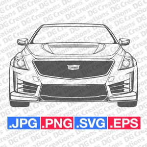 Cadillac CTS-V 2017 Front Car SVG Clip Art Graphic Art Instant Download Illustration Vector svg eps png jpg Stencil Automotive File image 2