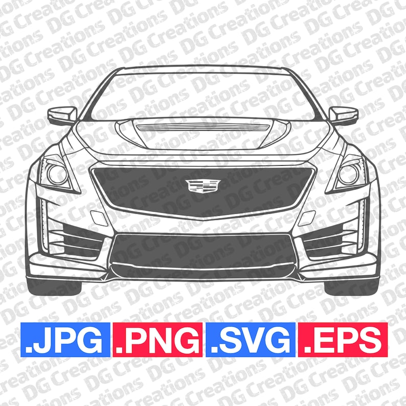 Cadillac CTS-V 2017 Front Car SVG Clip Art Graphic Art Instant Download Illustration Vector svg eps png jpg Stencil Automotive File image 2