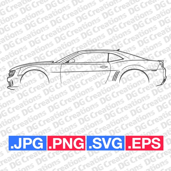 Chevrolet Camaro SS 2010 Car SVG Clip Art Graphic Art Instant Download Illustration Vector svg eps png jpg Stencil Automotive File