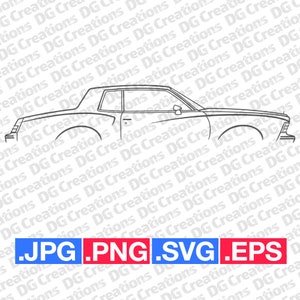 シボレー モンテカルロ 1979 車 SVG クリップ アート グラフィック アート インスタント ダウンロード イラスト ベクター svg eps png jpg ステンシル 自動車