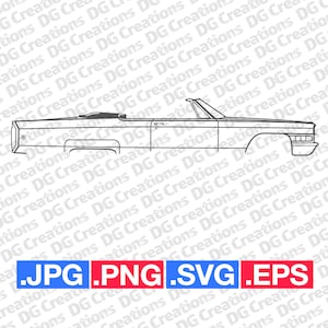 Cadillac Eldorado Convertible 1965 Car SVG Clip Art Graphic Art Instant Download Illustration Vector svg eps png jpg Stencil Automotive File