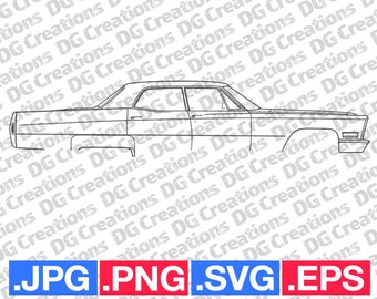 Cadillac Deville Sedan 1968 Car SVG Clip Art Graphic Art Instant Download Illustration Vector svg eps png jpg Stencil Automotive File