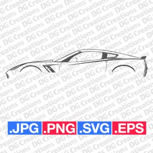 Chevrolet Corvette Z06 C7 Sportscar Car SVG Clip Art Graphic Art Instant Download Illustration Vector svg eps png jpg Stencil Automotive