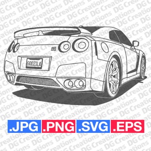 Nissan GT-R Skyline Rear Sportscar Car SVG Clip Art Graphic Art Instant Download Illustration Car Vector svg eps png jpg Stencil Automotive