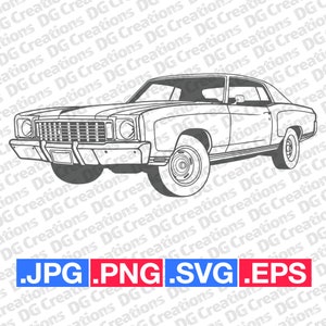 シボレー モンテカルロ 1972 フロントカー SVG クリップ アート グラフィック アート インスタントダウンロード イラスト ベクター svg eps png jpg ステンシル 自動車