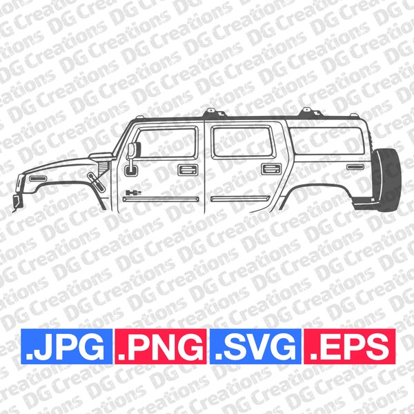 Hummer H2 SUV Car SVG Clip Art Graphic Art Instant Download Illustration Car Vector svg eps png jpg Stencil Automotive File