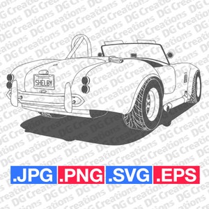 Shelby Cobra Roadster auto SVG clip art grafische kunst Instant Download illustratie auto vector SVG EPS PNG jpg stencil Automotive bestand