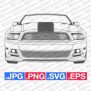 Ford Mustang Boss 302 2013 S197 Frente Carro SVG Clip Art Arte Gráfica Download Instantâneo Ilustração Carro Vetor svg eps png Stencil Automotivo