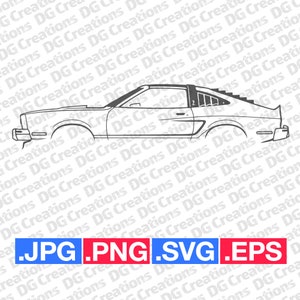 Ford Mustang II Cobra II 1978 auto SVG clip art grafische kunst Instant Download illustratie auto vector SVG EPS png jpg stencil Automotive bestand