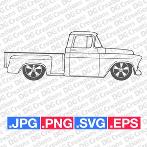 Chevrolet Pick Up Truck 1956 Vintage Silhouette Car SVG Clip Art Graphic Art Instant Download Illustration Vector svg eps Stencil Automotive