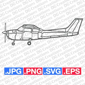 Cessna 172 Skyhawk Airplane Side SVG Clip Art Graphic Art Instant Download Illustration Vector svg eps png jpg Stencil
