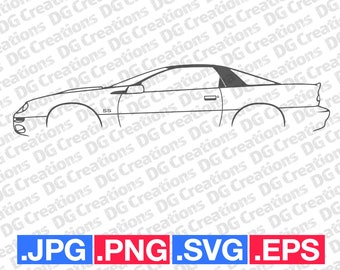 Chevrolet Camaro SS 2000 Gen 4 Car SVG Clip Art Graphic Art Instant Download Illustration Vector svg eps png jpg Stencil Automotive File