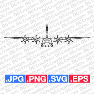 C-130 Hercules avion avion militaire moderne avant SVG Clip Art Art graphique Téléchargement instantané Illustration vecteur svg eps png jpg pochoir