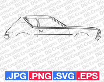 AMC Gremlin Car SVG Clip Art Graphic Art Instant Download Car Illustration Vector svg eps png jpg Stencil Automotive File